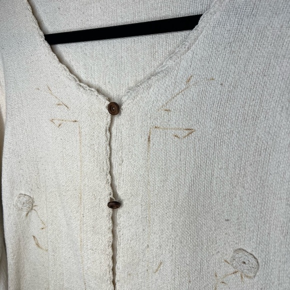 211. Vintage Boho Cream/Ivory Linen Fringed Shacket M - Picture 4 of 8